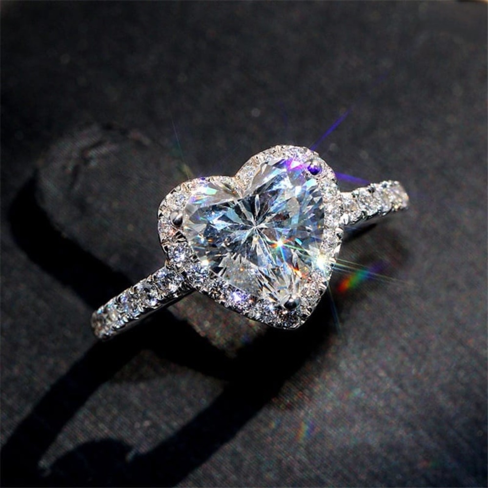 *ARDATH* Silver x Rhinestone Fashion Ring Size 8